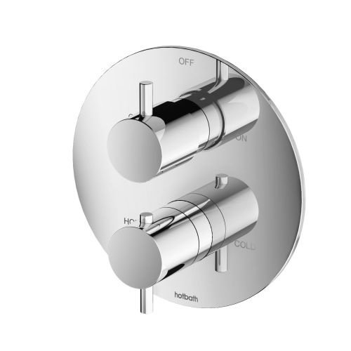 HotBath HotBath Laddy inbouwthermostaat 2-weg stopkraan rond Geborsteld nikkel L009RGN