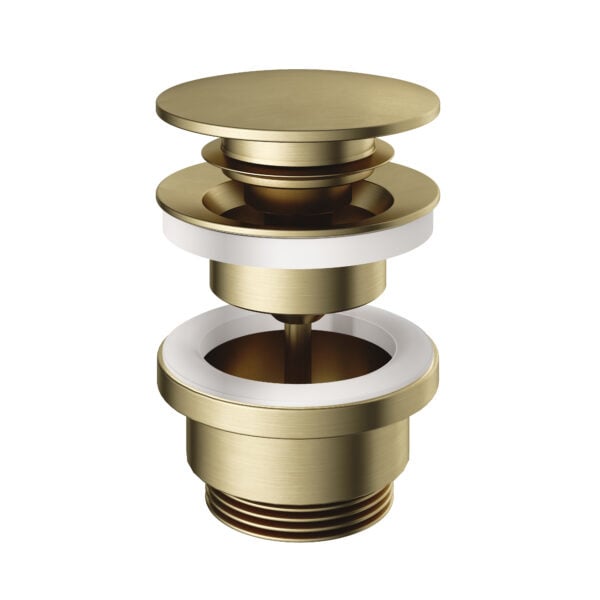 Round. Click Plug Hotbath Pal clickplug met schroef rond messing Geborsteld P710BB ...