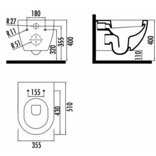 Creavit Geberit UP320 toiletset met Creavit randloos toilet met  softclose zitting