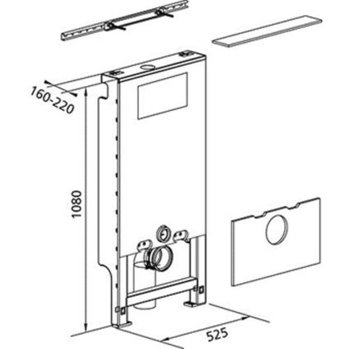 Burda Burda Santro WC element met geberit inbouwreservoir UP320 zelfdragend 108cm met dual flush frontbediening breedte 52.5cm