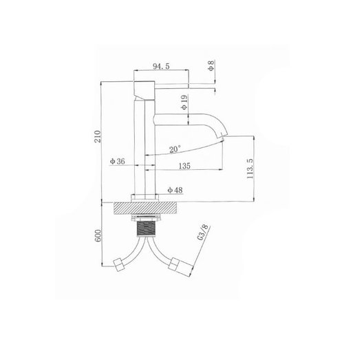 Regn wastafelkraan L met coldstart, Chroom - 10020CR Regn Regn wastafelkraan L met coldstart, Chroom - 10020CR