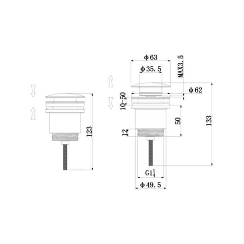 Regn Regn pop-up wastafelafvoerplug, Geborsteld nikkel - 13000BN