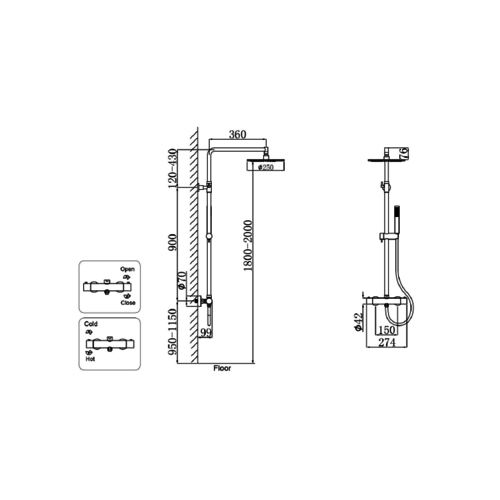 Regn Regn thermostatische regendouche, Chroom - 15000CR