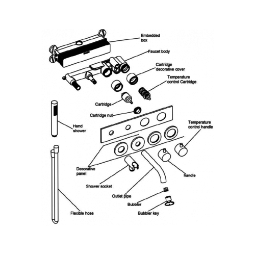 Regn Regn complete thermostatische badinbouwset, Mat Zwart - 15002MB