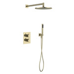 Regn Regn complete thermostatische regendouche inbouwset rechthoek, Geborsteld goud - 15003BB