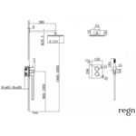 Regn Regn complete thermostatische regendouche inbouwset rechthoek, Geborsteld goud - 15003BB