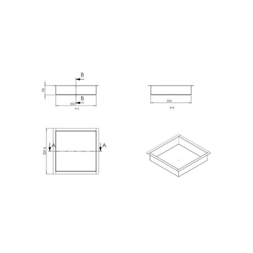 Regn Regn inbouwnis 30 x 30 x 7cm, Mat Zwart - 17007MB