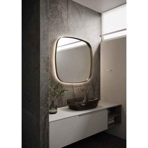 Martens Design Martens Design spiegel organisch met verlichting en verwarming | Peru | 100x100 cm | Mat Zwart