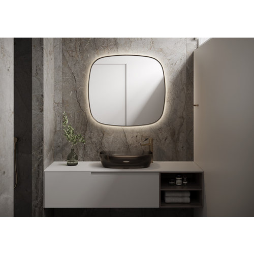 Martens Design Martens Design spiegel organisch met verlichting en verwarming | Peru | 120x120 cm | Mat Zwart