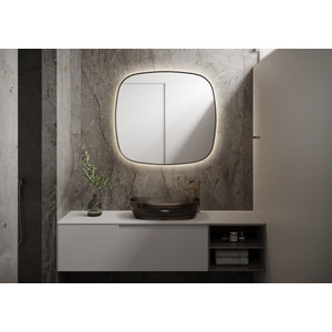 Martens Design spiegel organisch met verlichting en verwarming Peru | Geborsteld Goud | 80x80 cm