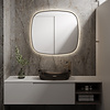 Martens Design spiegel organisch met verlichting en verwarming Peru | Geborsteld Goud | 100x100 cm