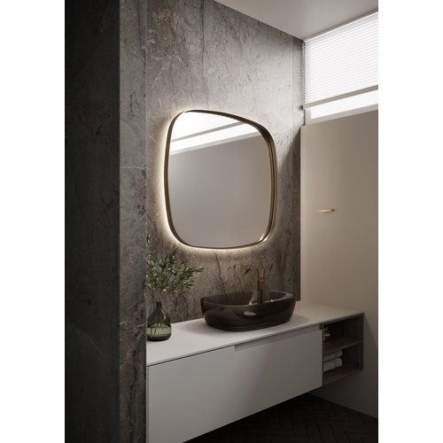 Martens Design Martens Design spiegel organisch met verlichting en verwarming | Peru | 100x100 cm | Brushed brons