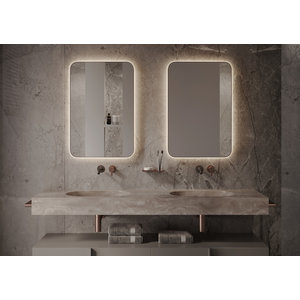 Martens Design spiegel met verlichting en verwarming | Vegas | 45x90 cm | Mat Zwart