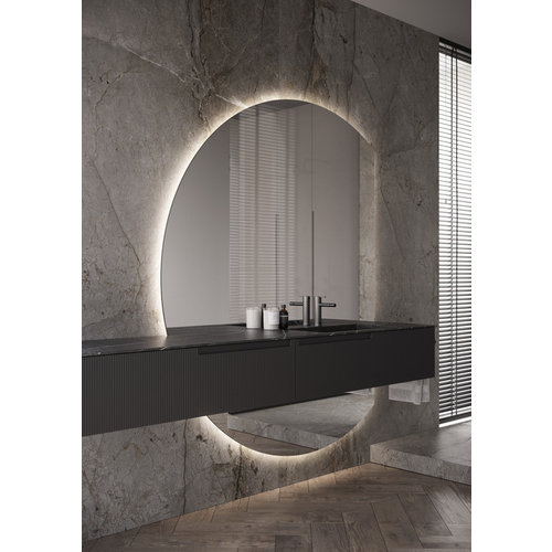 Brauer Onyx ronde spiegel met ophangband 70cm zwart kopen