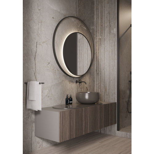 Martens & Meijer spiegel rond met ronde frame met verlichting en verwarming Athene | Mat zwart | 90 cm Martens & Meijer Martens & Meijer spiegel rond met ronde frame met verlichting en verwarming Athene | Mat zwart | 90 cm