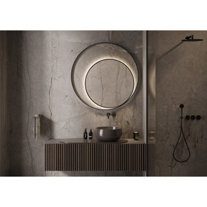 Martens Design spiegel rond met ronde frame met verlichting en verwarming Athene | Mat zwart | 120 cm