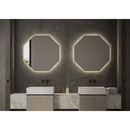 Martens Design Martens Design spiegel hexagon met verlichting en verwarming Stockholm 80 cm