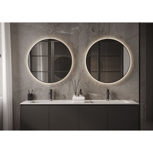 Martens Design spiegel rond met verlichting en verwarming Toronto Mat Zwart frame