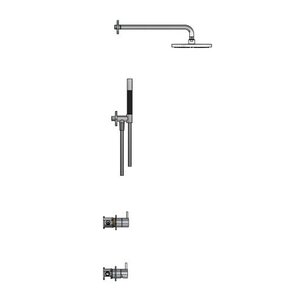 Hotbath Get together Regendoucheset IBS21 | Mat zwart | 3 Standen Handdouche | 30cm Hoofddouche | Plafondbuis 15cm | Handdouche met wandhouder