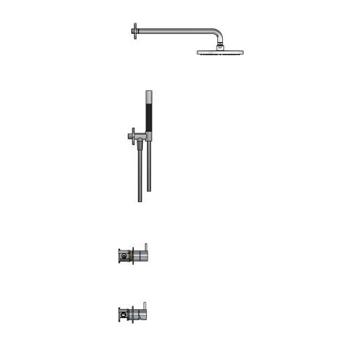 HotBath Hotbath Get together Regendoucheset IBS21 | Mat zwart | 3 Standen Handdouche | 30cm Hoofddouche | Plafondbuis 30cm | Handdouche met glijstang