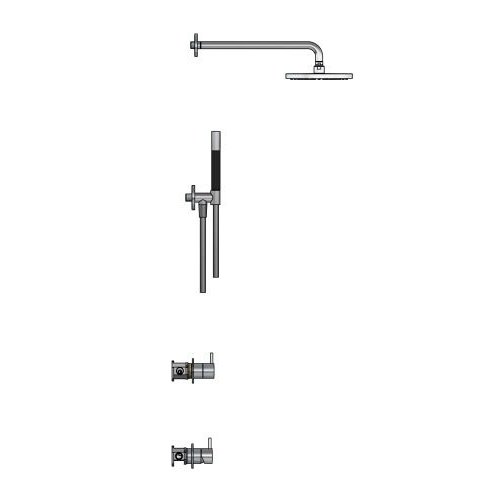 HotBath Hotbath Get together Regendoucheset IBS21 | Mat zwart | Staaf handdouche | 30cm Hoofddouche | Wandarm 35cm | Handdouche met wandhouder