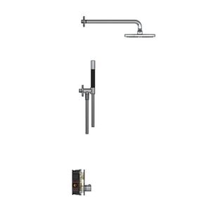 Hotbath Get together Regendoucheset IBS22 | Geborsteld nikkel | Staaf handdouche | 20cm Hoofddouche | Wandarm 35cm | Handdouche met glijstang