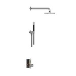 HotBath Hotbath Get together Regendoucheset IBS23 | Geborsteld nikkel | 3 Standen Handdouche | 20cm Hoofddouche | Wandarm 35cm | Handdouche met wandhouder