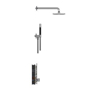 Hotbath Get together Regendoucheset IBS24 | Geborsteld nikkel | Staaf handdouche | 20cm Hoofddouche | Wandarm 35cm | Handdouche met glijstang