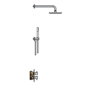 Hotbath Get together Regendoucheset IBS2RA | Chroom | 3 Standen Handdouche | 30cm Hoofddouche | Plafondbuis 30cm | Handdouche met wandhouder