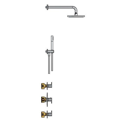 HotBath Hotbath Get together Regendoucheset IBS5 | Chroom | 3 Standen Handdouche | 30cm Hoofddouche | Plafondbuis 30cm | Handdouche met glijstang