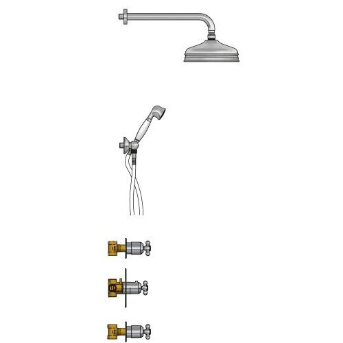 HotBath Hotbath Get Together Regendoucheset IBS6 | Chroom | Nostalgische Handdouche | 22cm Ronde Hoofddouche | 30cm Plafondbuis