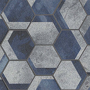 L'antic Colonial Universe hexagon blue 23 x 26.7 cm