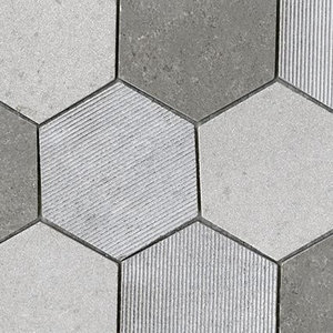L'antic Colonial World hexagon text grey 25.9 x 29.9 cm