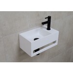 Solidline Solidline solid surface fontein set met Zwarte kraan 36x20cm rechts