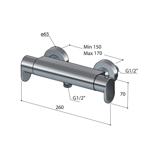 HotBath HotBath Friendo opbouw thermostaat met 1/2" doucheslang onderaansluiting Chroom F008CR