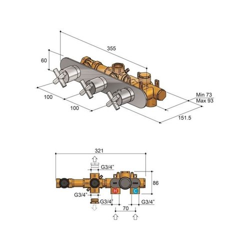 HotBath HotBath Chap Inbouw Douchethermostaat Geborsteld nikkel C067GN