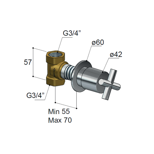 HotBath HotBath Chap Inbouw Stopkraan Geborsteld nikkel C068GN