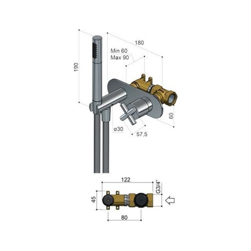 HotBath HotBath Chap Inbouw Douchethermostaat Geborsteld nikkel C070GN