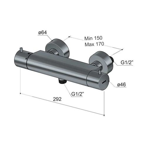 HotBath HotBath Cobber Thermostatische Douchemengkraan met 1/2" onderaansluiting Gepolijst Messing PVD B008NBP