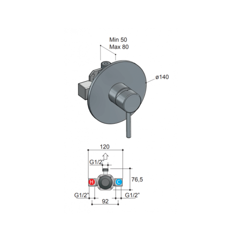 HotBath HotBath Buddy Inbouw Douchemengkraan Geborsteld nikkel B031GN