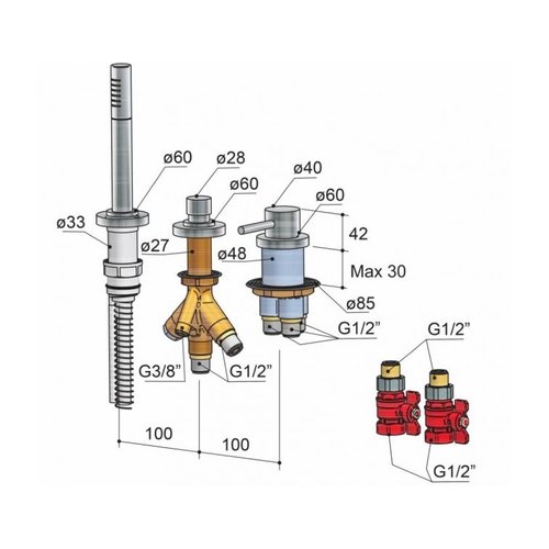 HotBath HotBath Buddy badmengkraan badrandcombinatie 3gats B075 Chroom