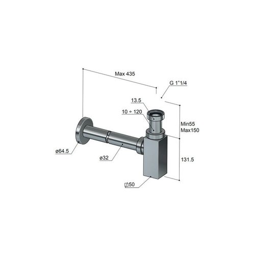 HotBath HotBath Pal fonteinsifon vierkant Geborsteld nikkel P036GN