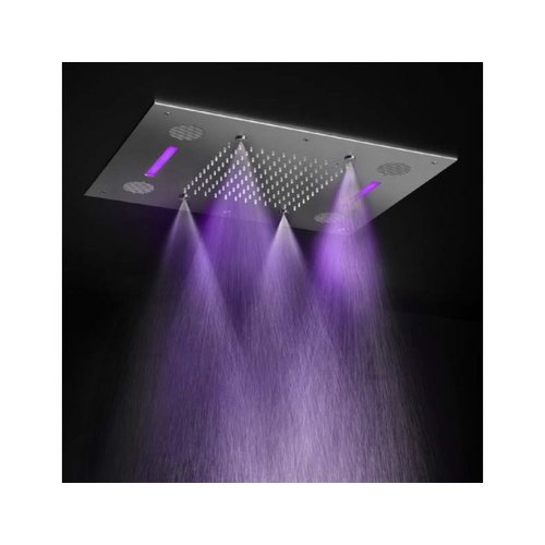 HotBath HotBath Mate inbouw hoofddouche 48x63cm rechthoek met spray LED verlichting nikkel Geborsteld