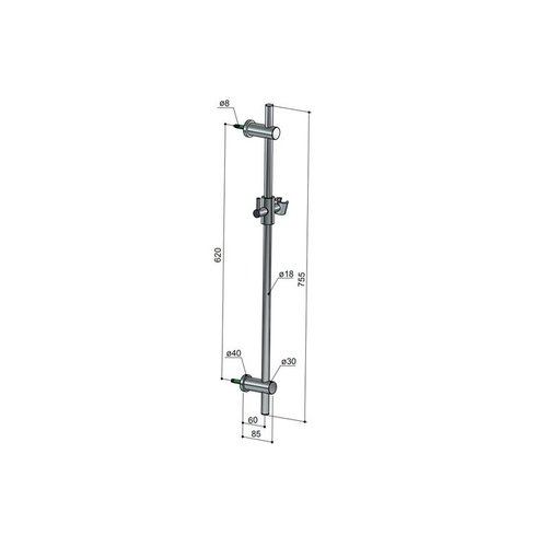 HotBath HotBath Mate glijstang met geïntegreerde wateruitlaat 90 cm Mat zwart M305BL