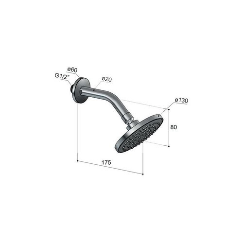 HotBath HotBath Mate hoofddouche inclusief wandarm 13cm rond nikkel Geborsteld