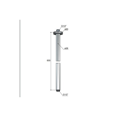 HotBath HotBath Mate plafondarm rond 60cm nikkel Geborsteld