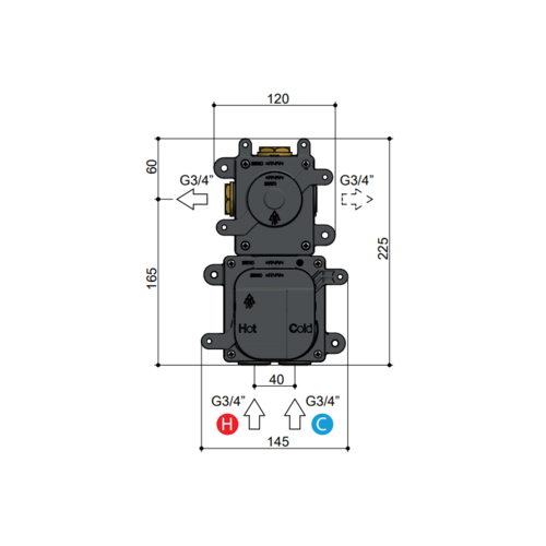 HotBath Mate High Flow inbouwdeel met 1 stopkraan MHF001 HotBath HotBath Mate High Flow inbouwdeel met 1 stopkraan MHF001