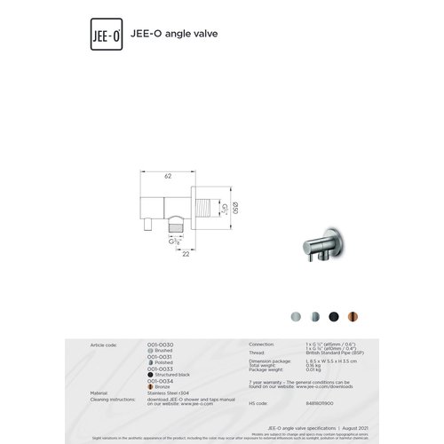 JEE-O JEE-O Hoekstopkraan geborsteld rvs - 001-0030