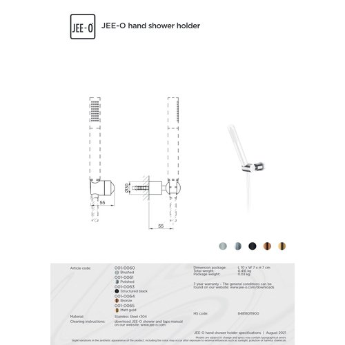 JEE-O Wandhouder handdouche kanttelbaar - 001-0065 | mat goud JEE-O JEE-O Wandhouder handdouche kanttelbaar - 001-0065 | mat goud