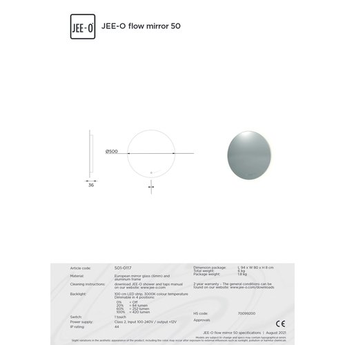 JEE-O Flow Spiegel met LED backlight rond 50 cm - 501-0117 | Ø 50cm JEE-O JEE-O Flow Spiegel met LED backlight rond 50 cm - 501-0117 | Ø 50cm